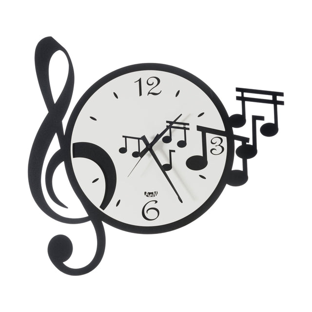 ARTI & MESTIERI Orologio da Parete di Design con Chiave E Note Musicali Musica Bianco E Nero