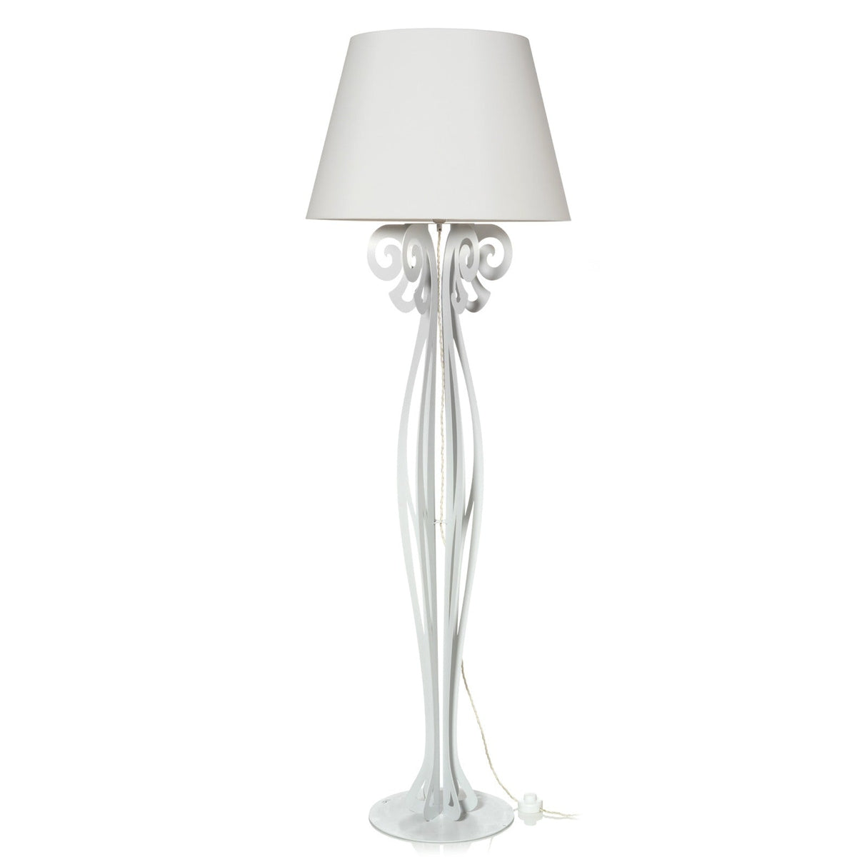 ARTI & MESTIERI Lampada da Terra Moderna di Design Circeo Bianco Marmo Paralume Avorio