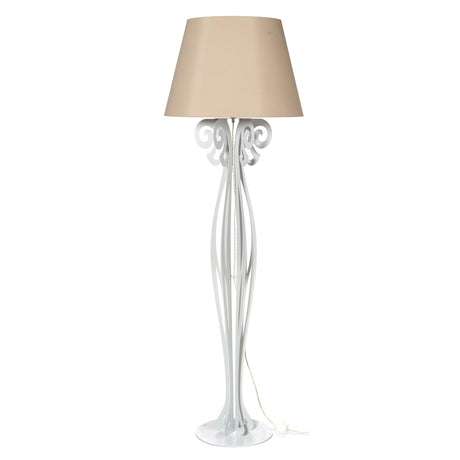 ARTI & MESTIERI Lampada da Terra Moderna di Design Circeo Bianco Marmo Paralume Sabbia