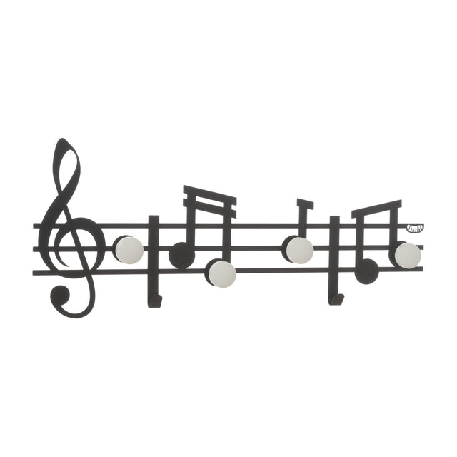 ARTI & MESTIERI Appendiabiti In Ferro da Parete con Note Musicali Musica Nero