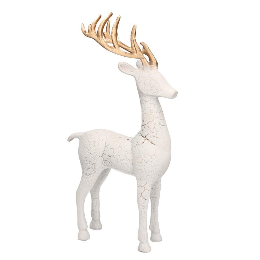 VACCHETTI Renna Metallo Bianco Oro 35cm Decorazione Natalizia Natale