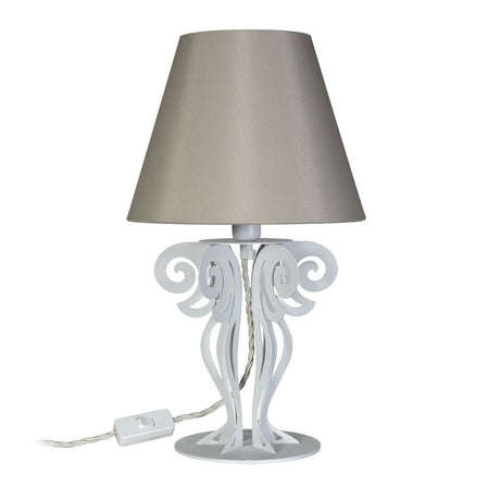 ARTI & MESTIERI Piccola Lampada da Tavolo con Paralume Circeo Bianco Marmo Paralume Sabbia