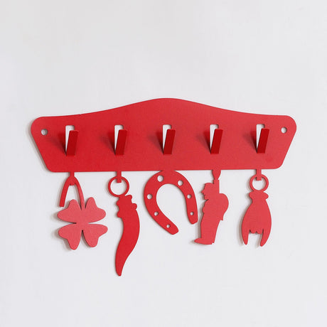 ARTI & MESTIERI Portachiavi da Muro Moderno "Tocca Ferro" Rosso