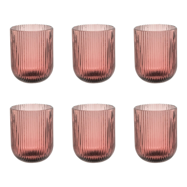 ROSE & TULIPANI Twisty Bicchiere Acqua Set 6 Pezzi 260ml Rosa Vetro