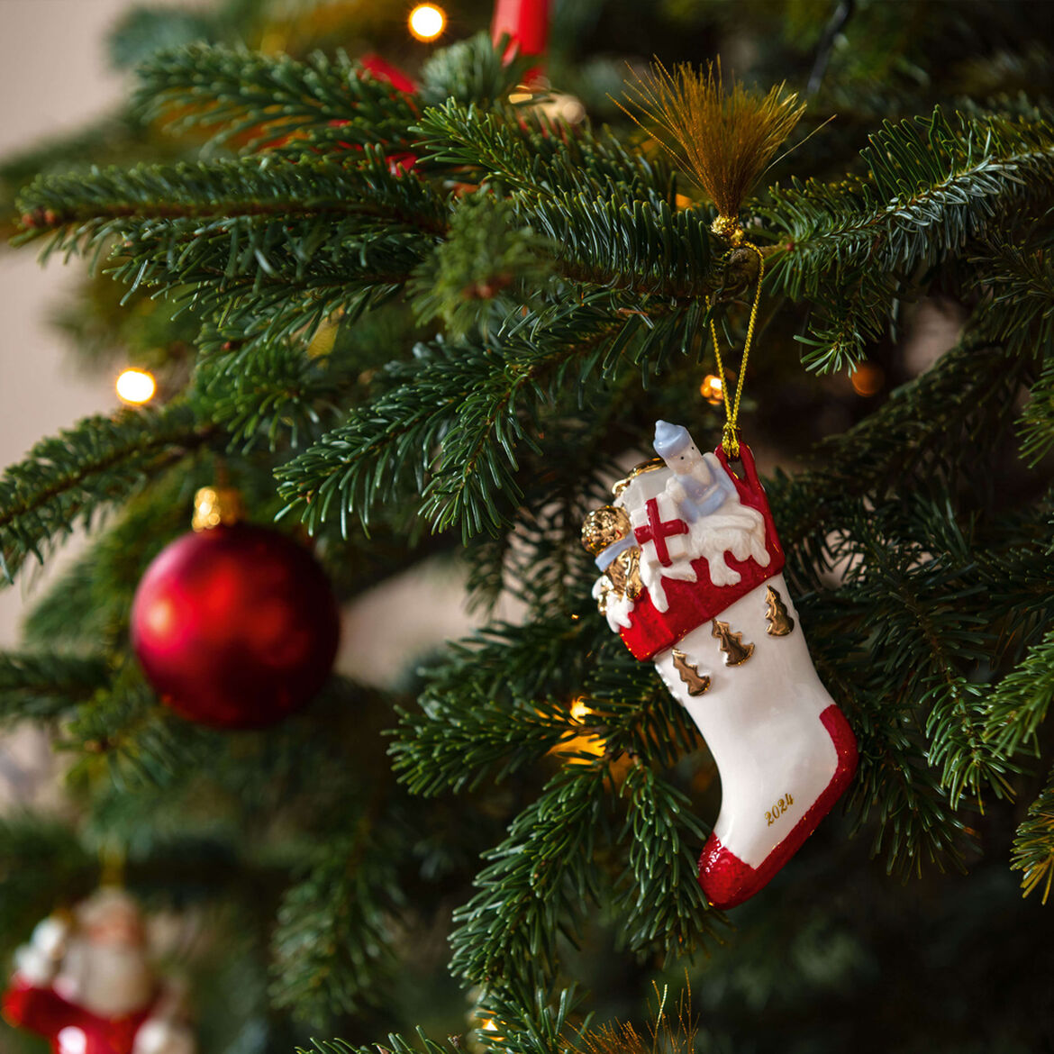 VILLEROY & BOCH Annual Ornaments 2024 Addobbo per Albero di Natale Stivale 13cm Porcellana