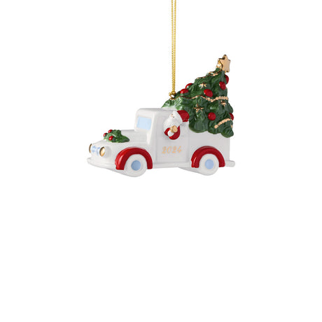 VILLEROY & BOCH Annual Ornaments 2024 Addobbo per Albero di Natale Babbo Natale con Furgone 11x8,5cm Porcellana