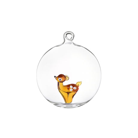 ICHENDORF Red Apple Pallina Sfera con Cerbiatto 8cm Vetro Borosilicato Decorazione Natalizia