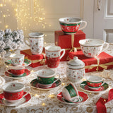 BRANDANI Tempo di Festa Set 2 Pezzi MUG Tazza Caffè Tè Tavola Natale Porcellana