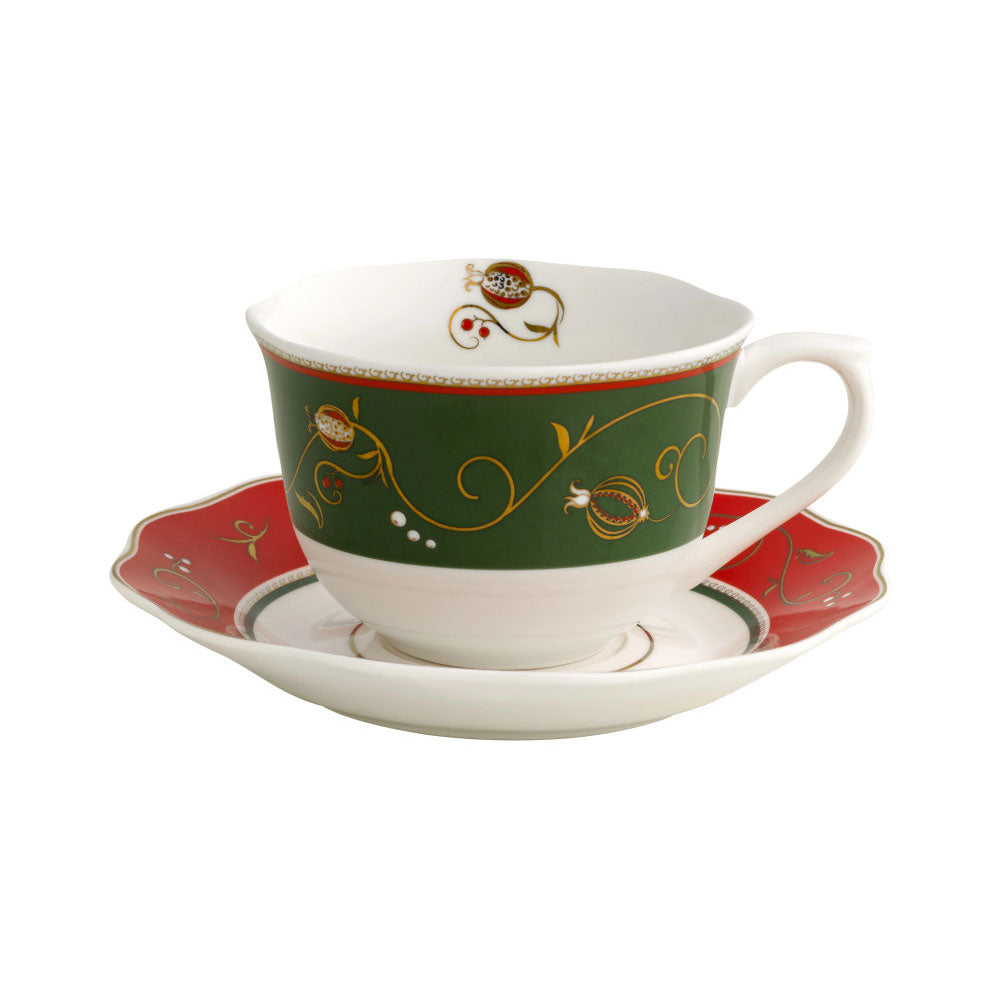BRANDANI Tempo di Festa Set 2 Pezzi Tazza Tè The Tavola Natale Porcellana