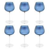 ROSE & TULIPANI Prismia Calici Universali Set 6 Pezzi 460ml Blu Vetro Soffiato e Pasta