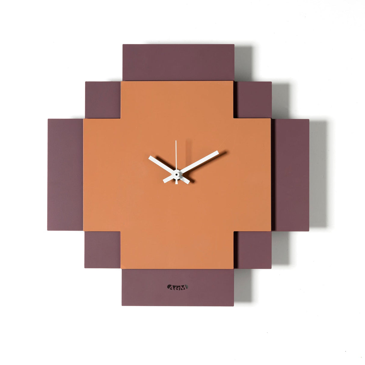 ARTI & MESTIERI Orologio di Design Geometrico Tetris Viola Ametista Pesca 28x28cm