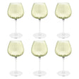 ROSE & TULIPANI Prismia Calici Universali Set 6 Pezzi 460ml Verde Vetro Soffiato e Pasta