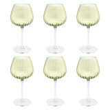 ROSE & TULIPANI Prismia Calici Universali Set 6 Pezzi 460ml Verde Vetro Soffiato e Pasta