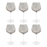ROSE & TULIPANI Prismia Calici Universali Set 6 Pezzi 460ml Grigio Vetro Soffiato e Pasta