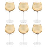 ROSE & TULIPANI Prismia Calici Universali Set 6 Pezzi 460ml Ambra Vetro Soffiato e Pasta