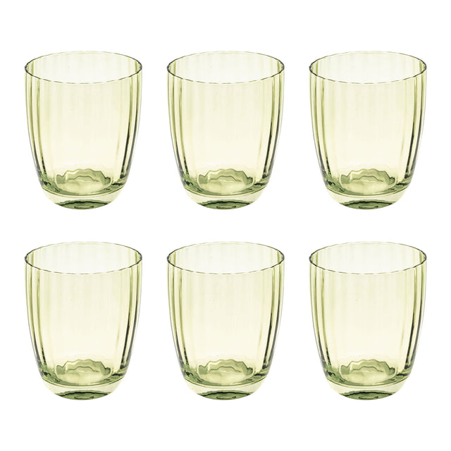 ROSE & TULIPANI Prismia Bicchiere Acqua Set 6 Pezzi 310ml Verde Pasta di Vetro