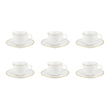 LA PORCELLANA BIANCA Maestà Set 6 Tazze Caffè con Piattino Filo Oro 90ml Porcellana