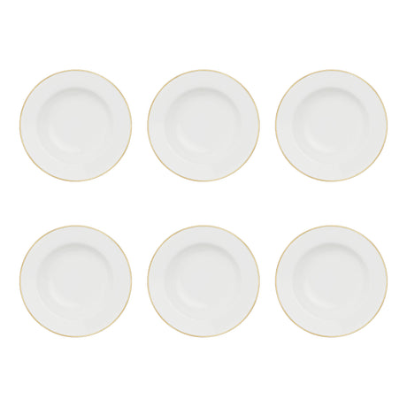 LA PORCELLANA BIANCA Maestà Set 6 Piatti Fondi con Falda Filo Oro 23cm Porcellana