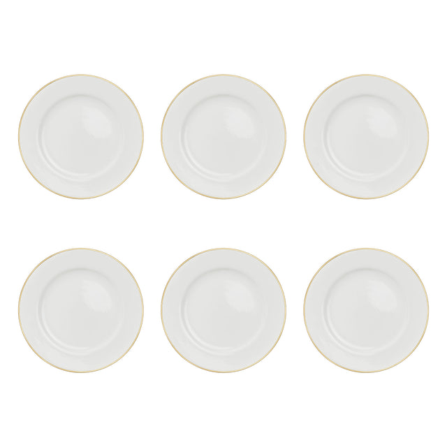 LA PORCELLANA BIANCA Maestà Set 6 Piatti Piani con Falda Filo Oro 27cm Porcellana