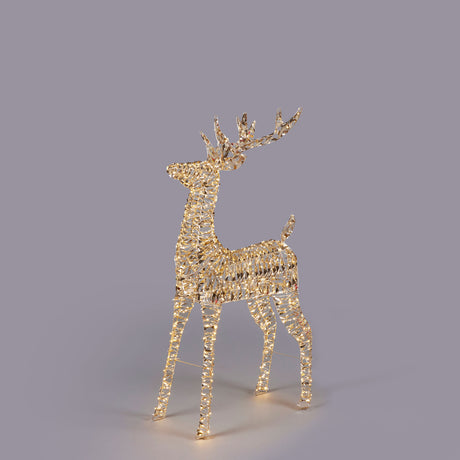 EDG Enzo De Gasperi Renna Stripes Luminosa Oro 600 MicroLED 90x50cm Metallo Decorazione Natalizia