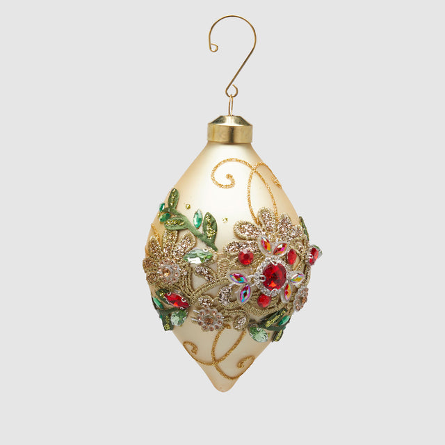 EDG Enzo De Gasperi Pendaglio Fuso per Albero di Natale Flower 13cm Oro Vetro