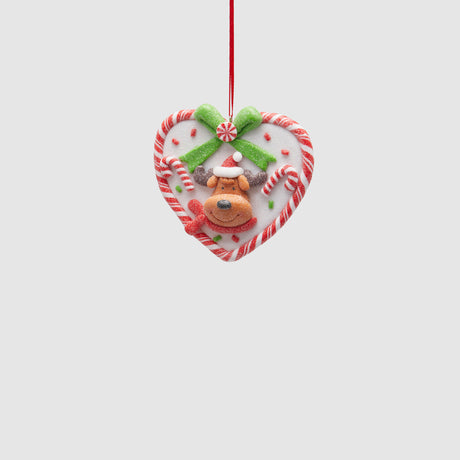 EDG Enzo De Gasperi Pendaglio per Albero di Natale Cuore di Marzapane con Renna 11x11cm