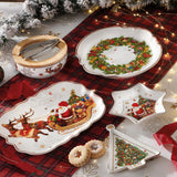 BRANDANI Christmas Vassoio da Portata 33cm Porcellana Tavola di Natale