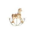 TIMSTOR Cavallo a Dondolo Grande 25x23cm Crema Oro Poliresina Decorazione Natalizia