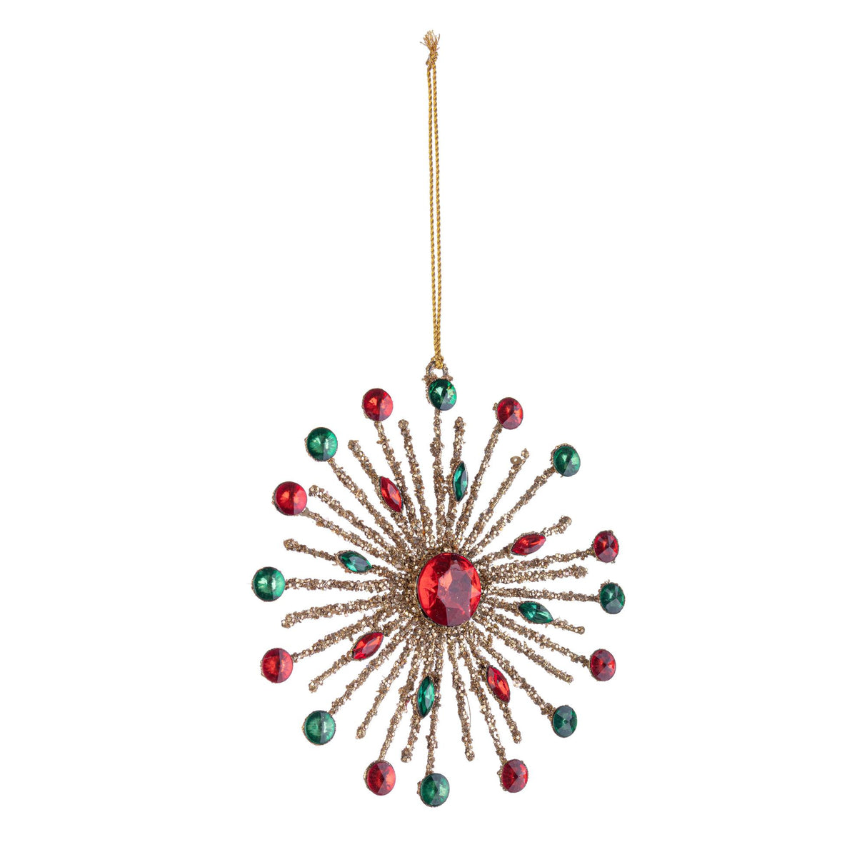 BIZZOTTO Pendaglio Bead Fiocco di Neve 15cm con Gemme Rosse e Verdi