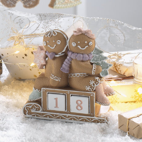 MASCAGNI CASA Calendario dell'Avvento con Bimbi di Pan di Zenzero 12,5cm Resina Decorazione Natalizia