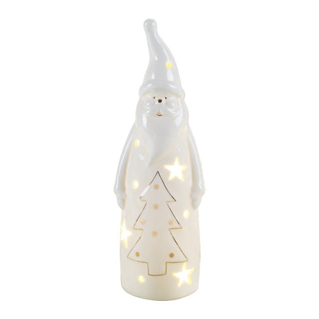 MASCAGNI CASA Babbo Natale Santa Claus con LED 26cm Porcellana Decorazione Natalizia