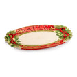 FITZ & FLOYD Vassoio Centrotavola Ovale 44x26cm Rosso Porcellana Tavola di Natale