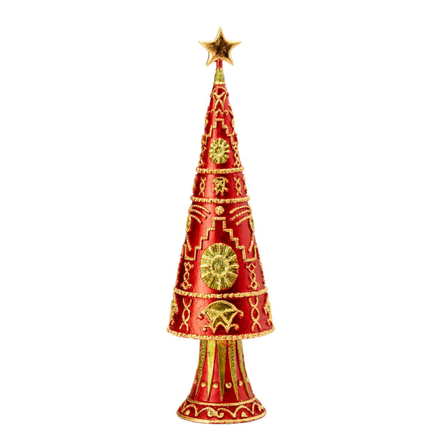 PALAIS ROYAL Abete Albero di Natale 33cm Resina Rosso Decorazione Natalizia