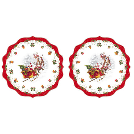EASY LIFE Nostaligc Christmas Set 2 Tovagliette Sagomate Tonde 34,5cm Tavola di Natale
