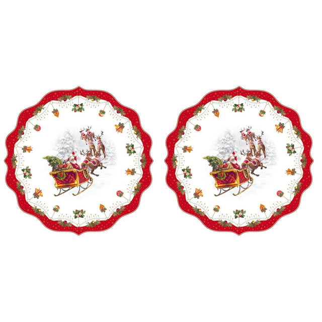 EASY LIFE Nostaligc Christmas Set 2 Tovagliette Sagomate Tonde 34,5cm Tavola di Natale