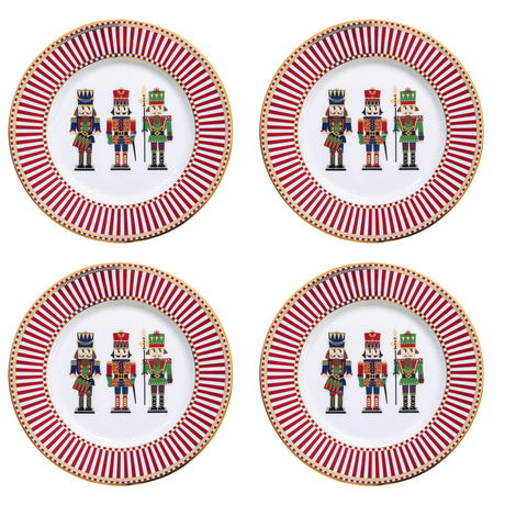 EASY LIFE Royal Nutcracker Set 4 Piatti Dessert con Scatola 19cm Porcellana Tavola di Natale