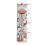 EASY LIFE Christmas Friends Set 4 Tazze Impilabili 275ml Porcellana Tavola di Natale