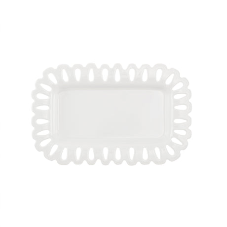 LA PORCELLANA BIANCA Giulietta Vassoio Rettangolare Traforato 20x13cm Bianco Porcellana
