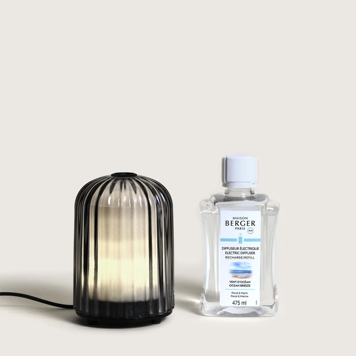 LAMPE BERGER Diffusore Elettrico Cannelo Noir con Ricarica da 475ml Vent d'Océan