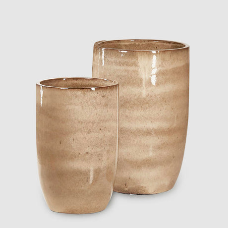 EDG Enzo De Gasperi Vaso Porta Piante Glaze in Ceramica Piccolo 63x40cm Sabbia