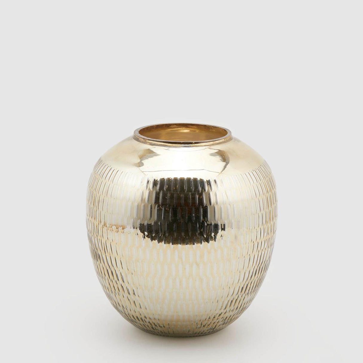 EDG Enzo De Gasperi Vaso Intagli 27x27cm Oro Vetro