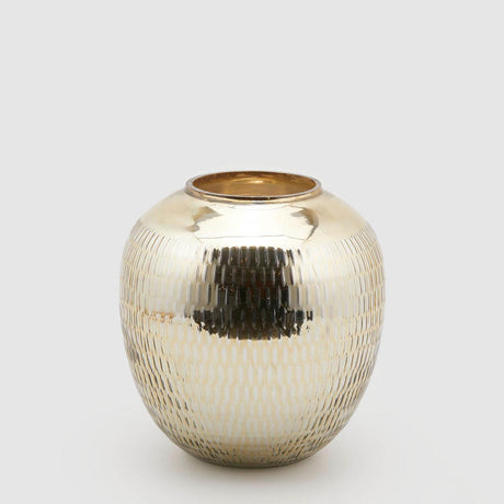 EDG Enzo De Gasperi Vaso Intagli 27x27cm Oro Vetro