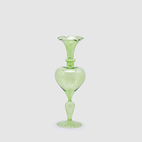 EDG Enzo De Gasperi Vaso Monofiore Balze 29cm Verde Vetro