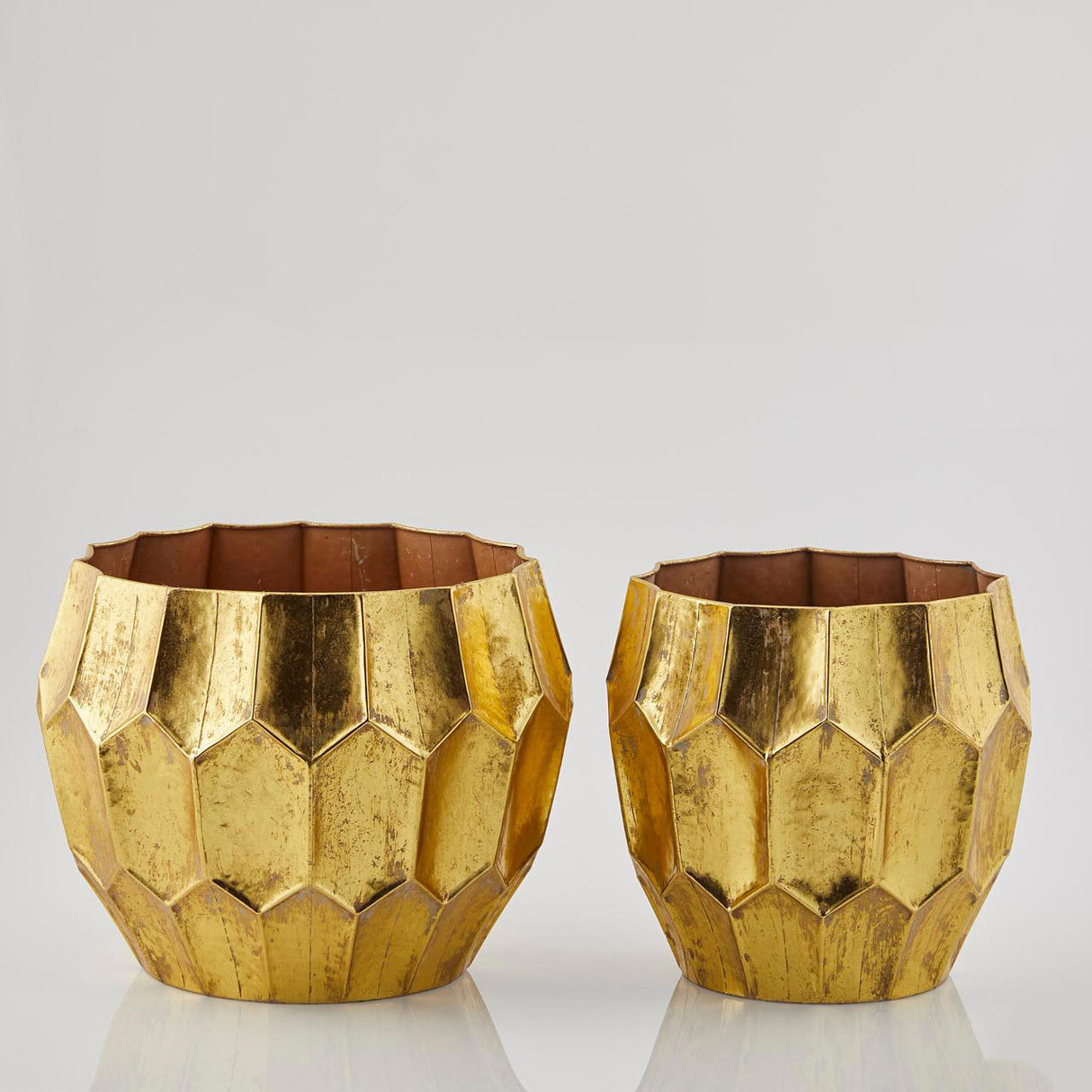EDG Enzo De Gasperi Vaso Metal Geometrico Piccolo 31x33cm Metallo Oro