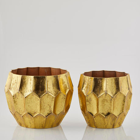 EDG Enzo De Gasperi Vaso Metal Geometrico Piccolo 31x33cm Metallo Oro