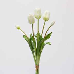 Mazzo tulipani bianchi EDG in tessuto con foglie artificiali 48 cm