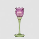 EDG Enzo De Gasperi Portacandela Tulipano 22cm Viola Vetro