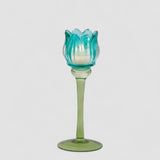 EDG Enzo De Gasperi Portacandela Tulipano 22cm Blu Vetro