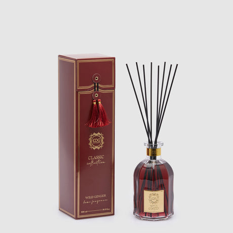 EDG Enzo De Gasperi Profumatore Diffusore con Bastoncini Bottiglia Classic 500ml Rosso Wild Ginger