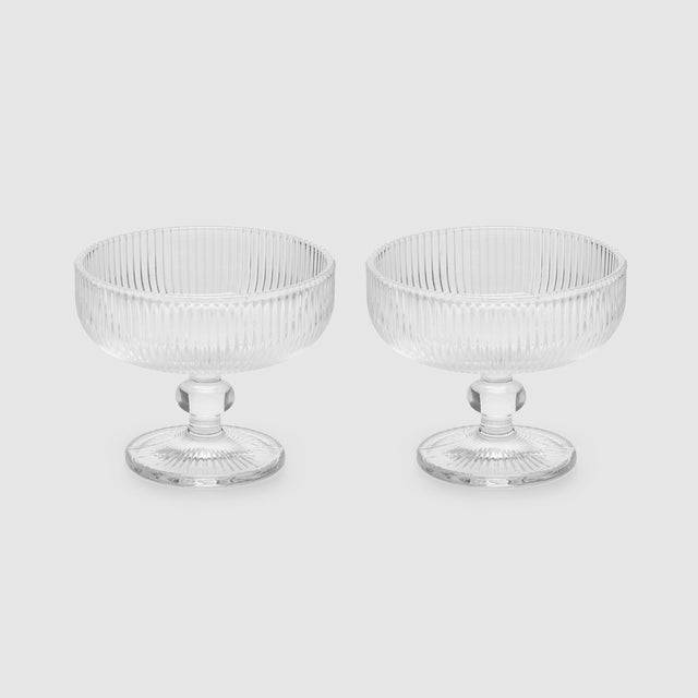 EDG Enzo De Gasperi Ciotola Coppa Righe Set 2 Pezzi 10x12cm Trasparente Vetro